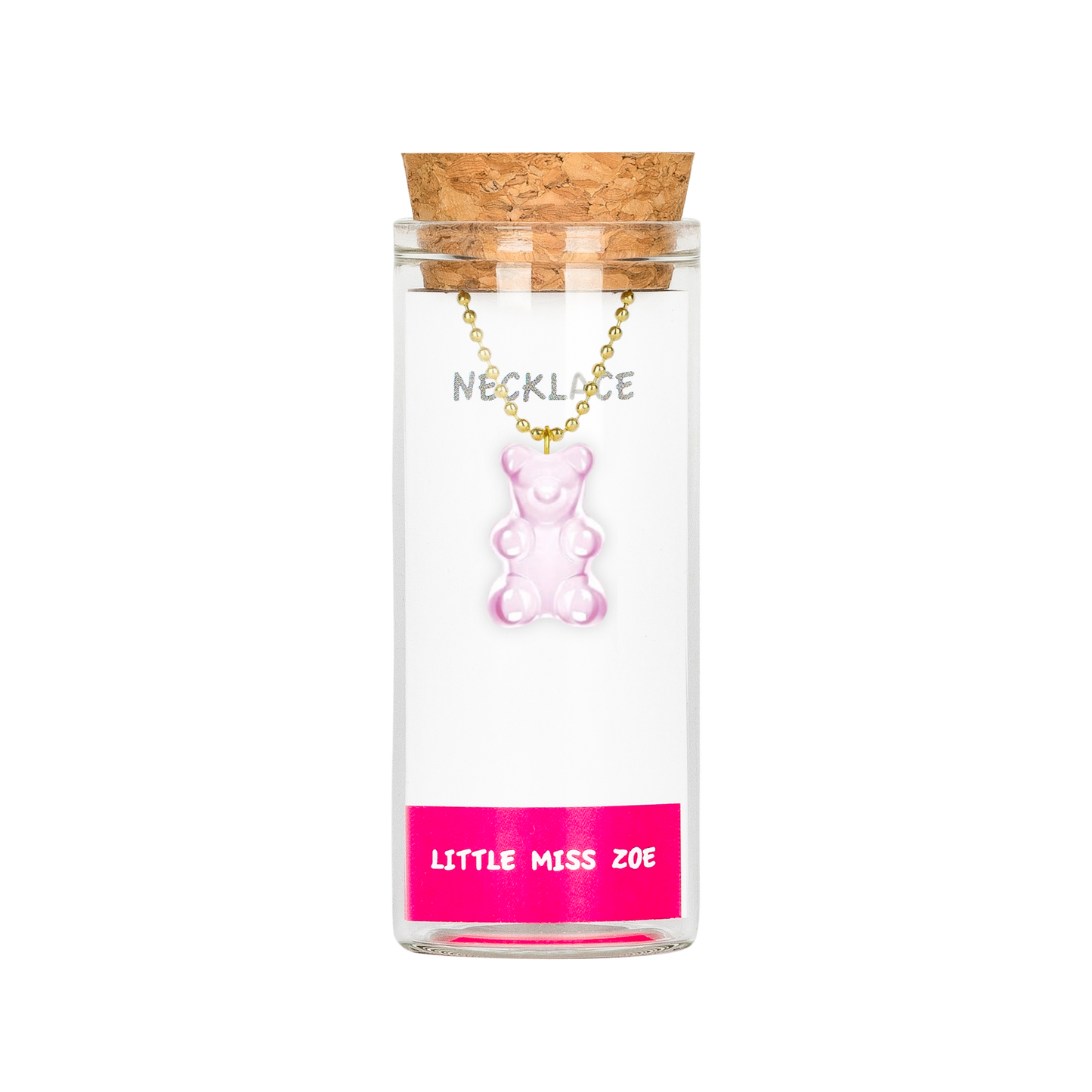 Pink Gummy Bear Necklace in a Bottle