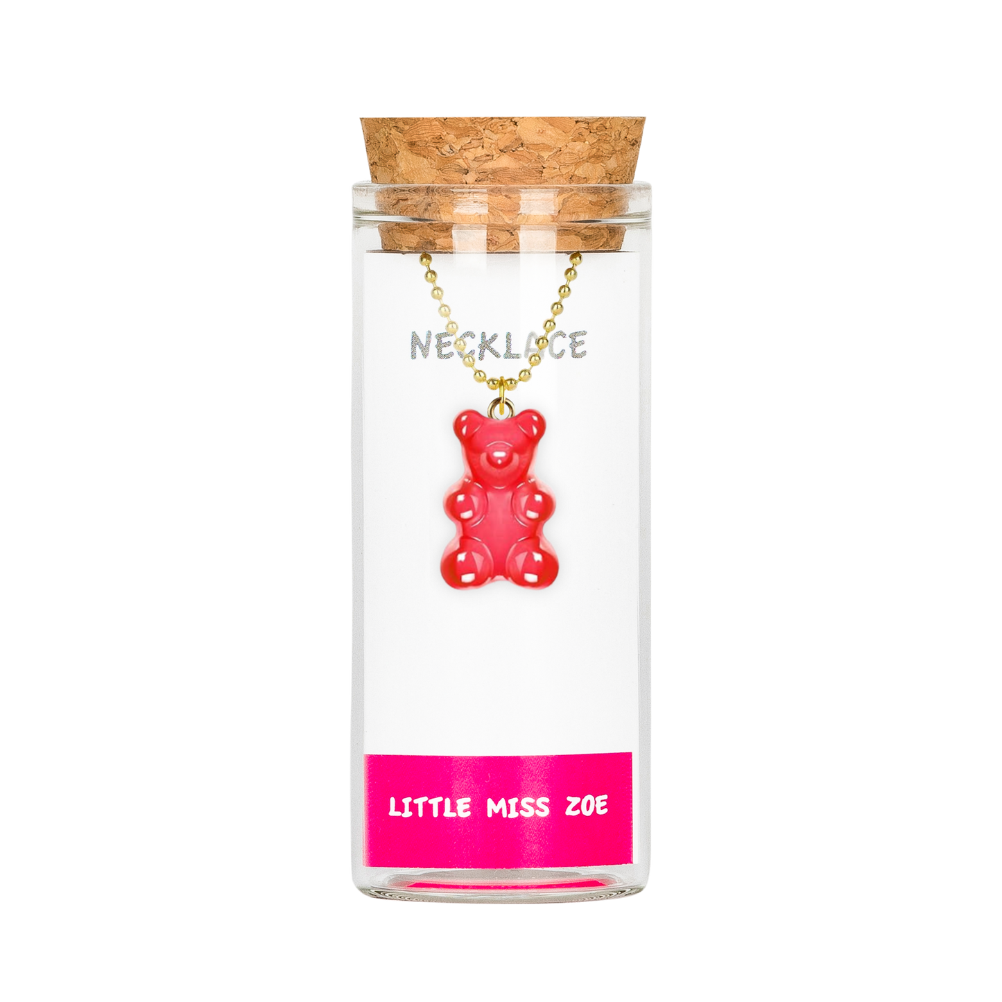 Red Gummy Bear Necklace in a Bottle