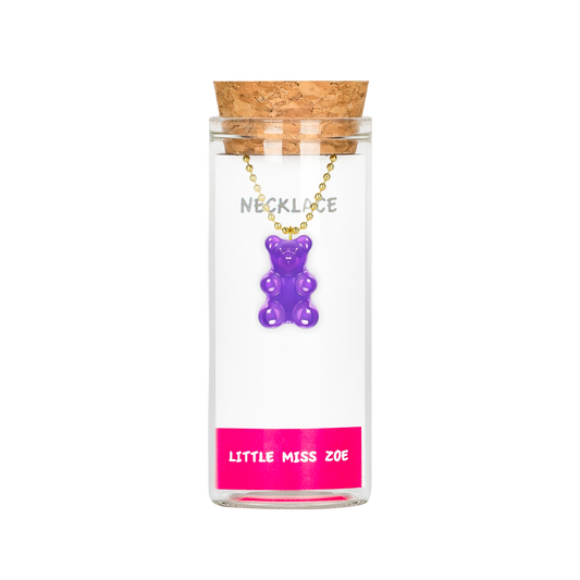 Purple Gummy Bear Necklace in a Bottle