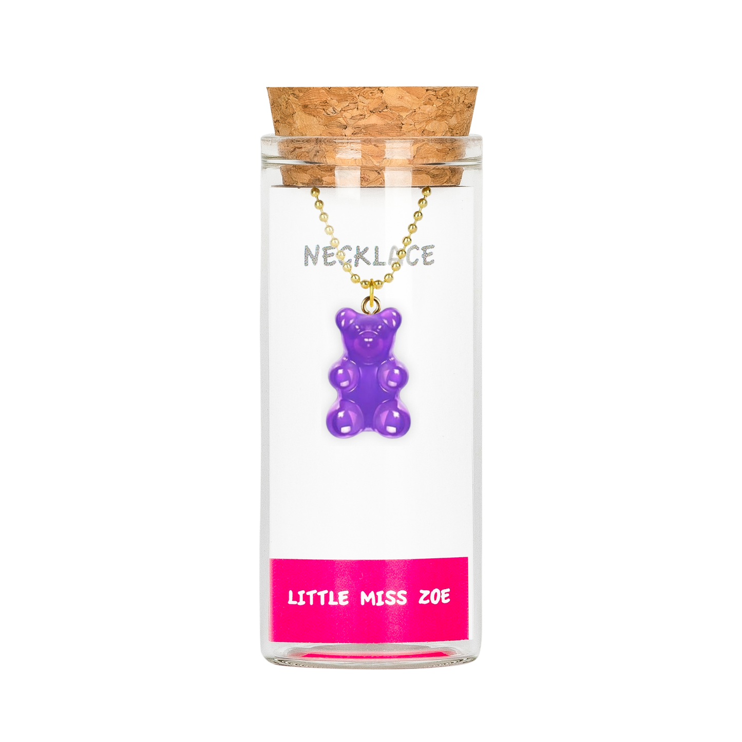 Purple Gummy Bear Necklace in a Bottle