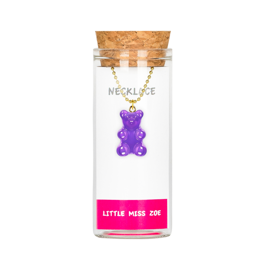 Purple Gummy Bear Necklace in a Bottle