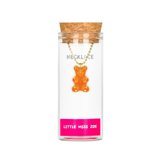 Orange Gummy Bear Necklace in a Bottle