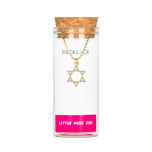 Sparkly Star of David Necklace in a Bottle