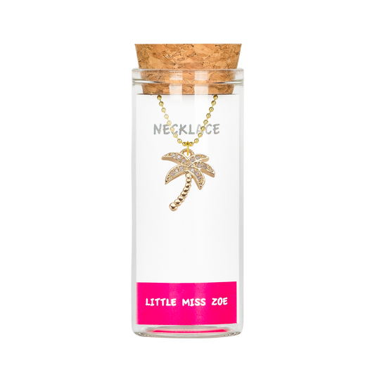 Sparkly Palm Tree Necklace in a Bottle