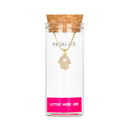 Sparkly Hamsa Necklace in a Bottle