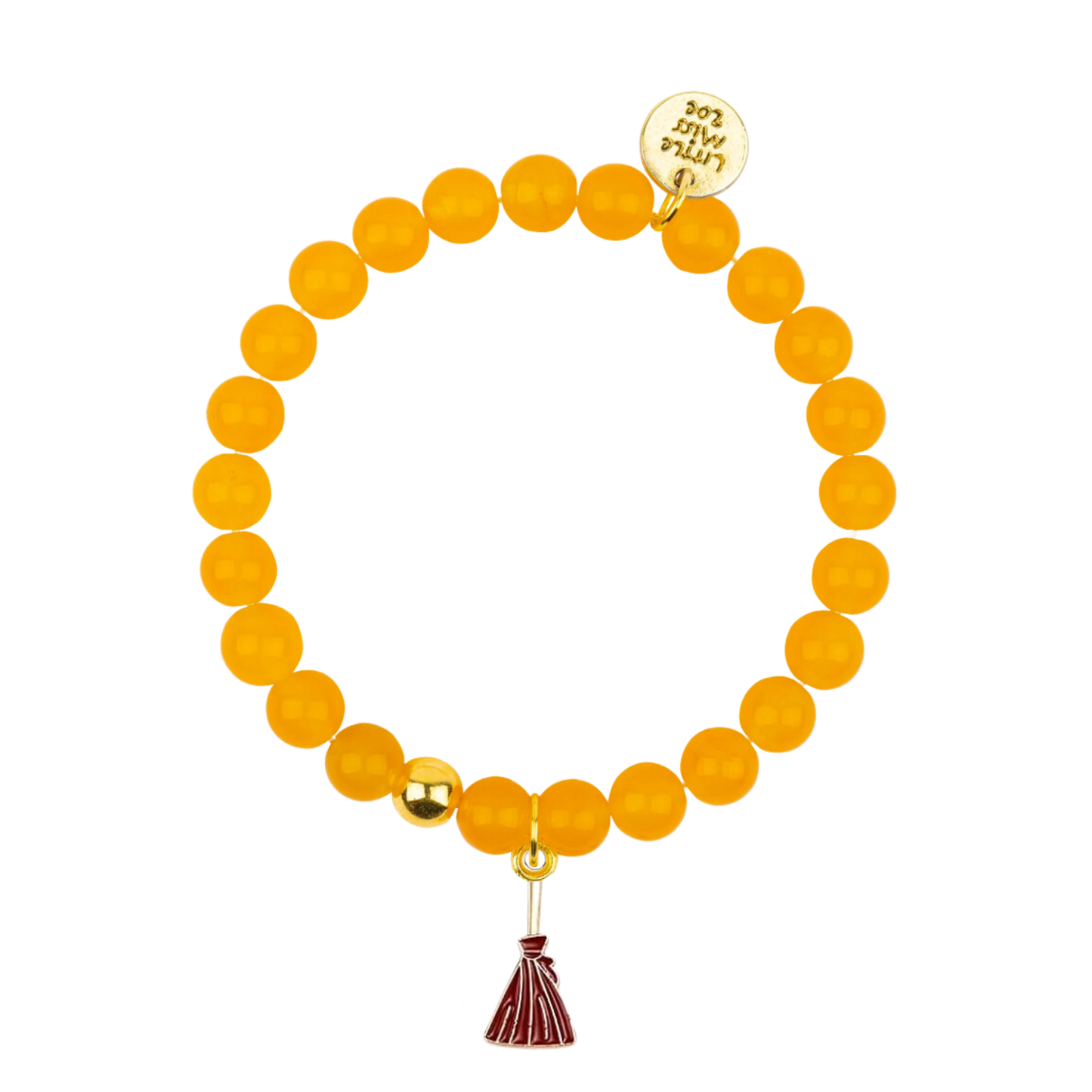 Halloween Broom Orange Gemstone Bracelet