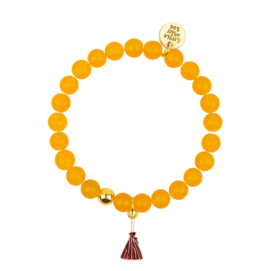 Halloween Broom Orange Gemstone Bracelet