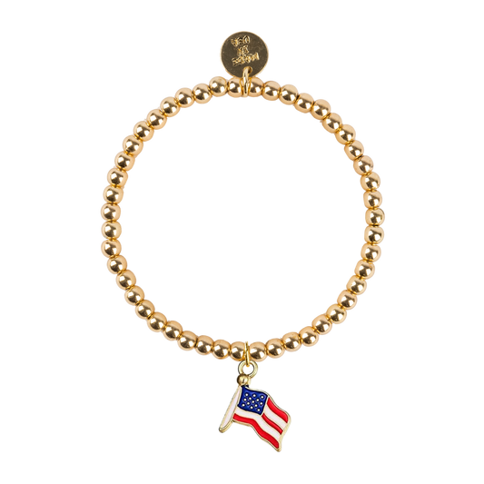 Patriotic Flag Dainty Gold Bracelet