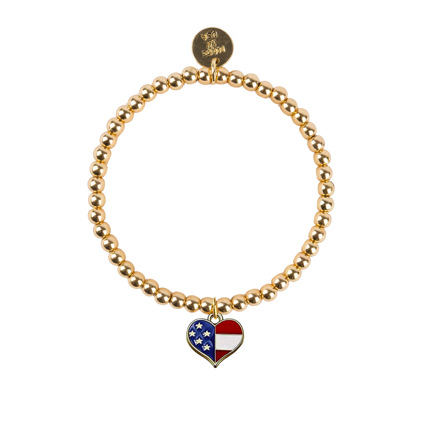 Patriotic Heart Dainty Gold Bracelet