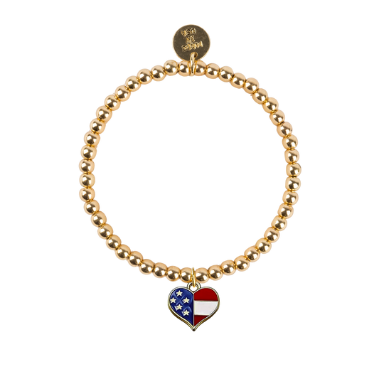 Patriotic Heart Dainty Gold Bracelet