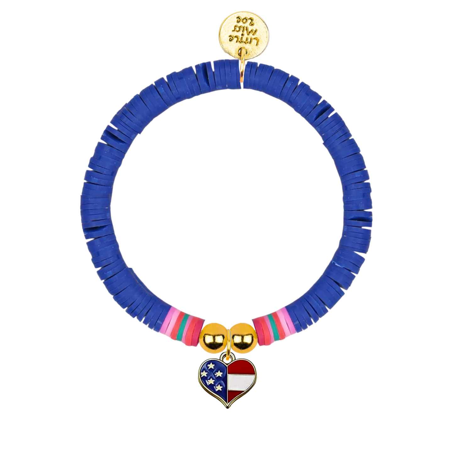 Patriotic Heart Blue Disc Bracelet