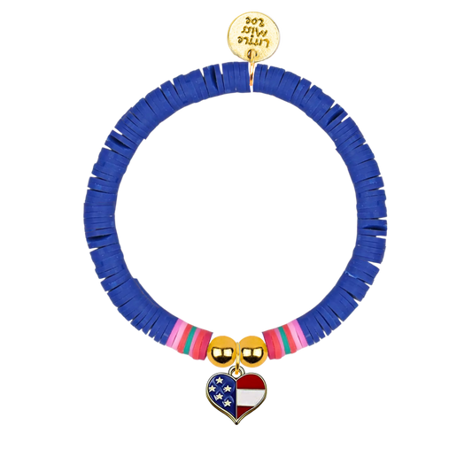 Patriotic Heart Blue Disc Bracelet