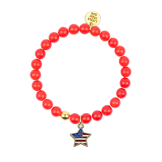 Patriotic Star Red Gemstone Bracelet