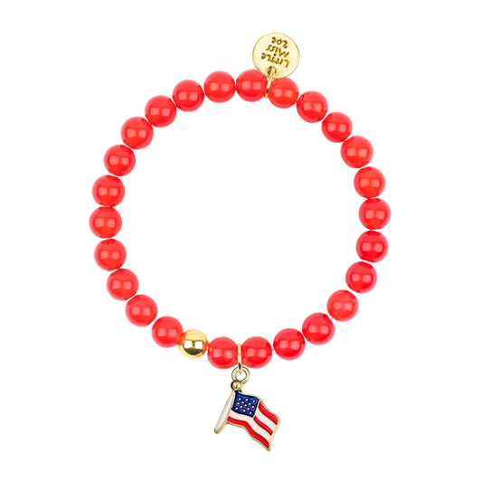 Patriotic Flag Red Gemstone Bracelet