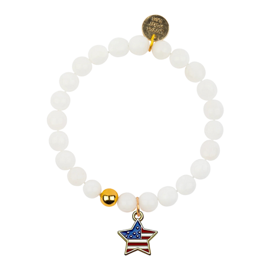 Patriotic Star White Gemstone Bracelet