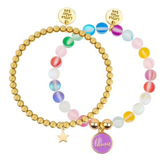 Love Rainbow Confetti Bracelet Duo