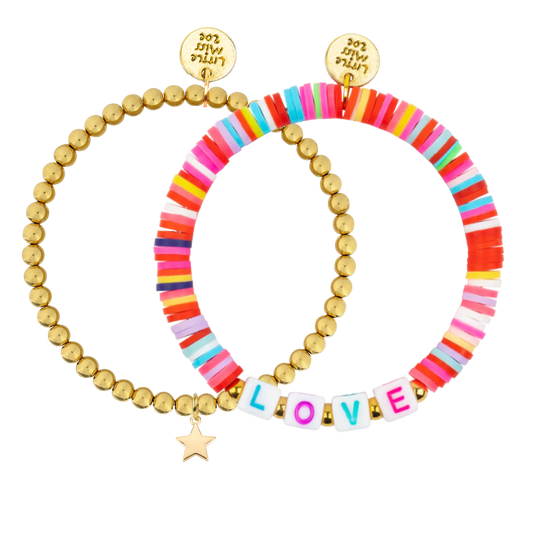Love Rainbow Disc Bracelet Duo