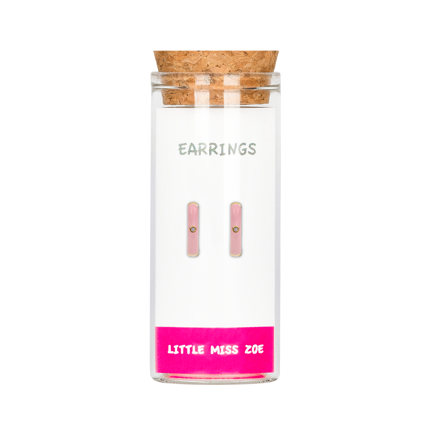 Pink Hoop Earrings in a Bottle