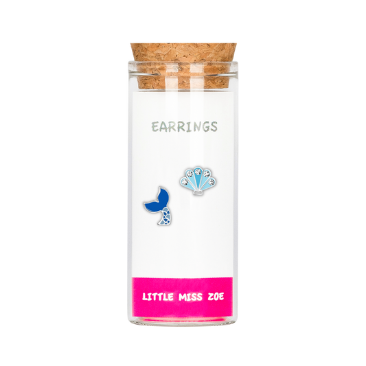 Mermaid Tail/Shell Stud Earrings in a Bottle