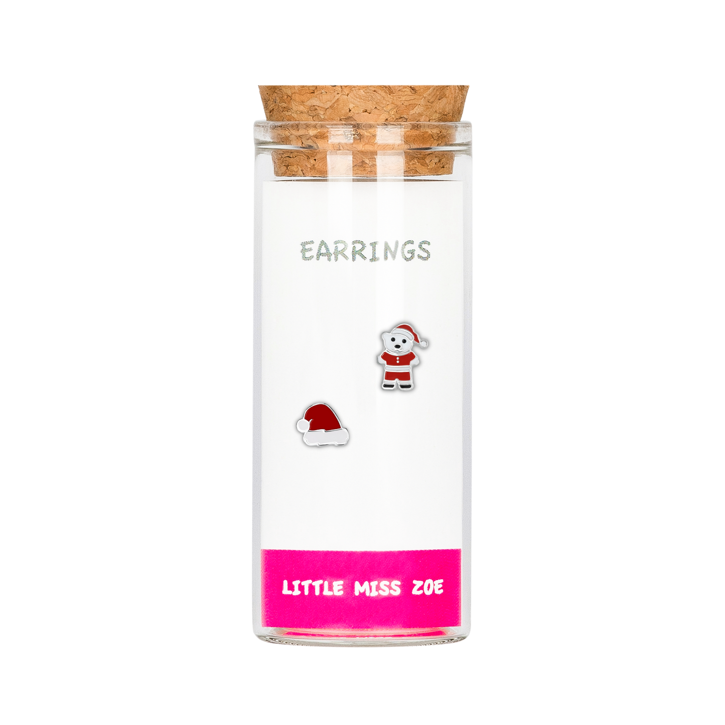 Santa Hat/Santa Bear Stud Earrings in a Bottle