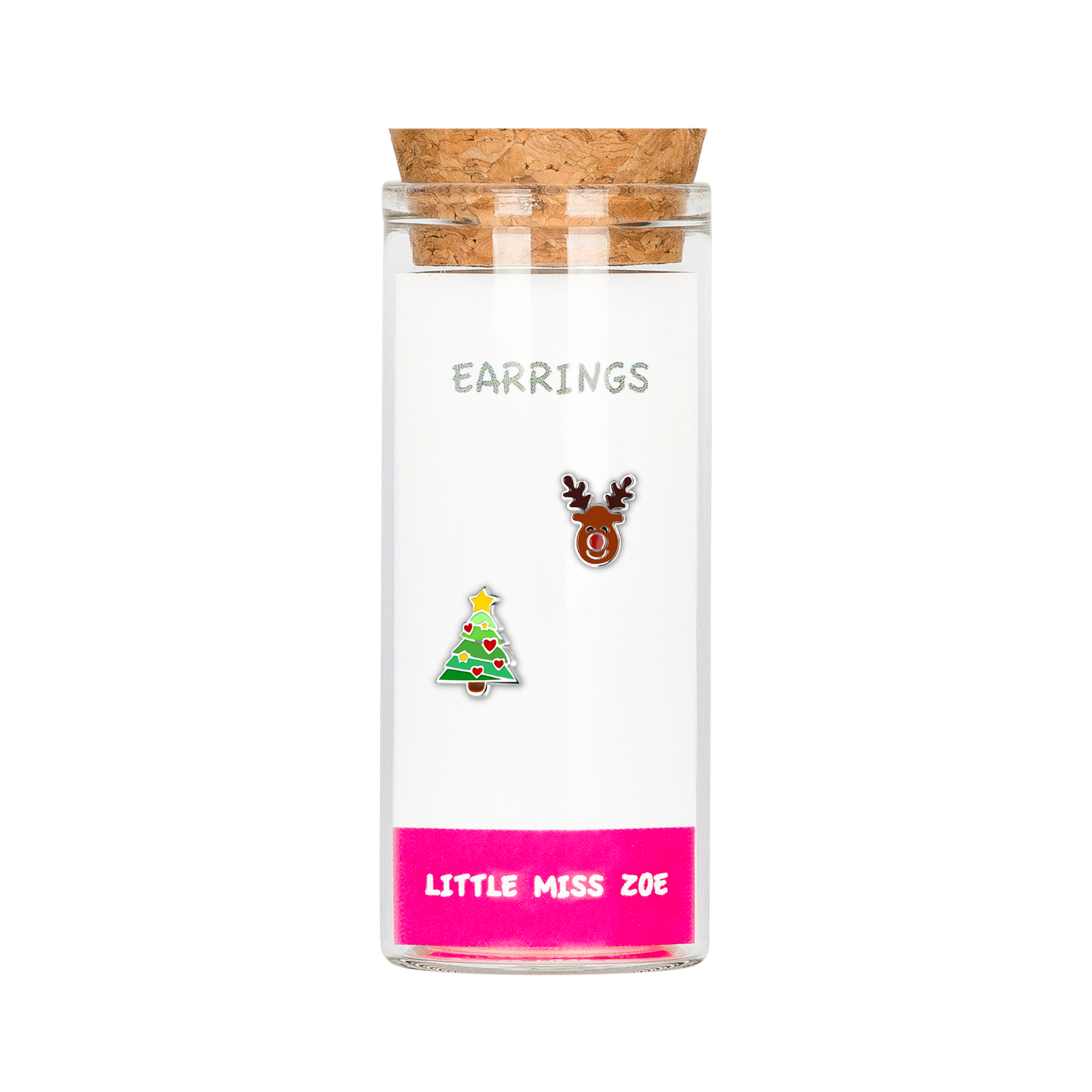 Christmas Tree/Deer Stud Earrings in a Bottle