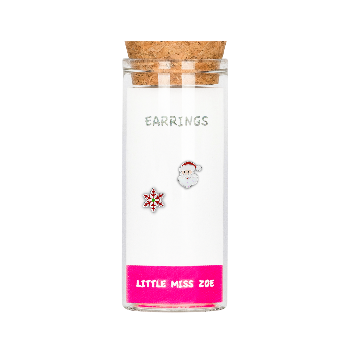 Snowflake/Santa Stud Earrings in a Bottle