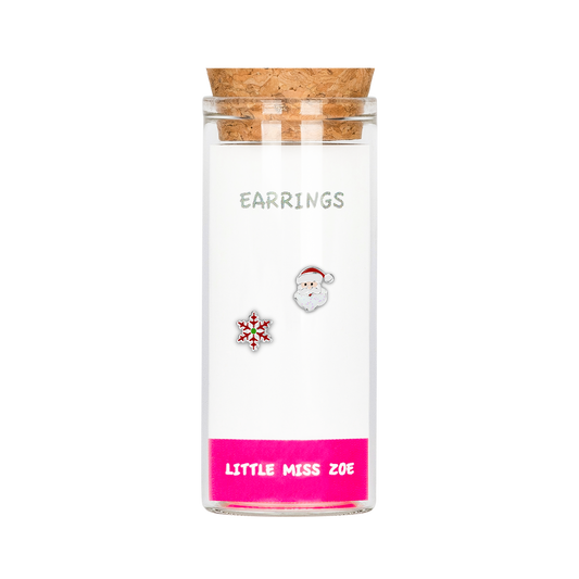 Snowflake/Santa Stud Earrings in a Bottle