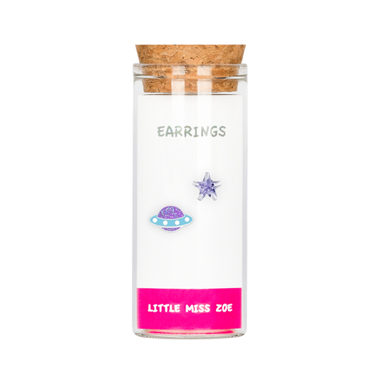 Planet/Star Stud Earrings in a Bottle