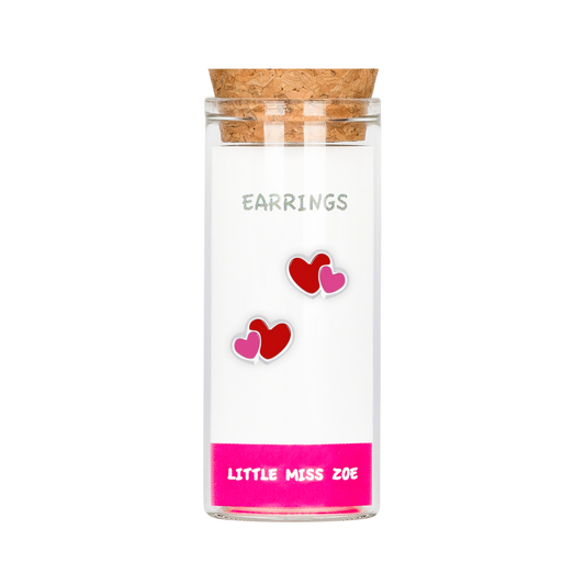 Double Heart Stud Earrings in a Bottle