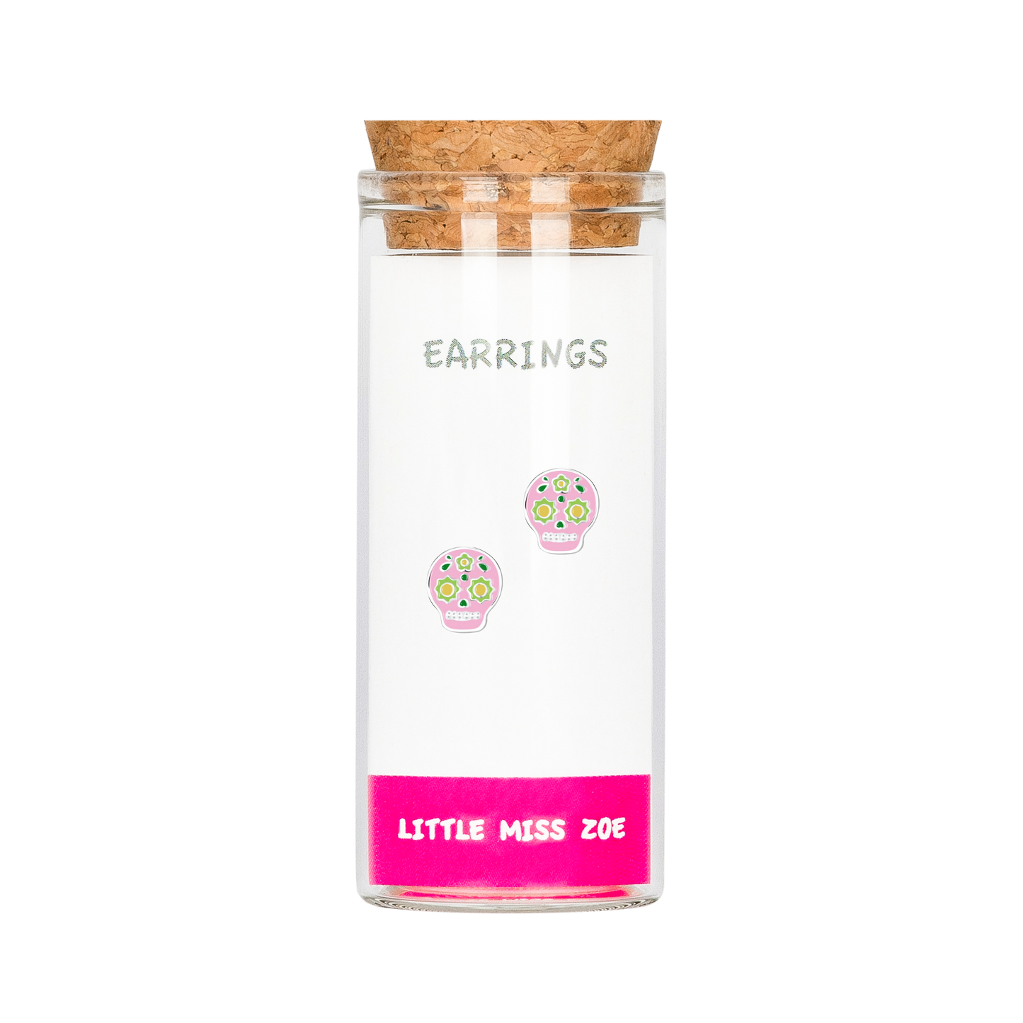 Pink Skull Earrings in a Bottle