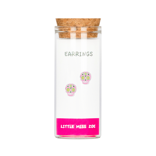 Pink Skull Earrings in a Bottle