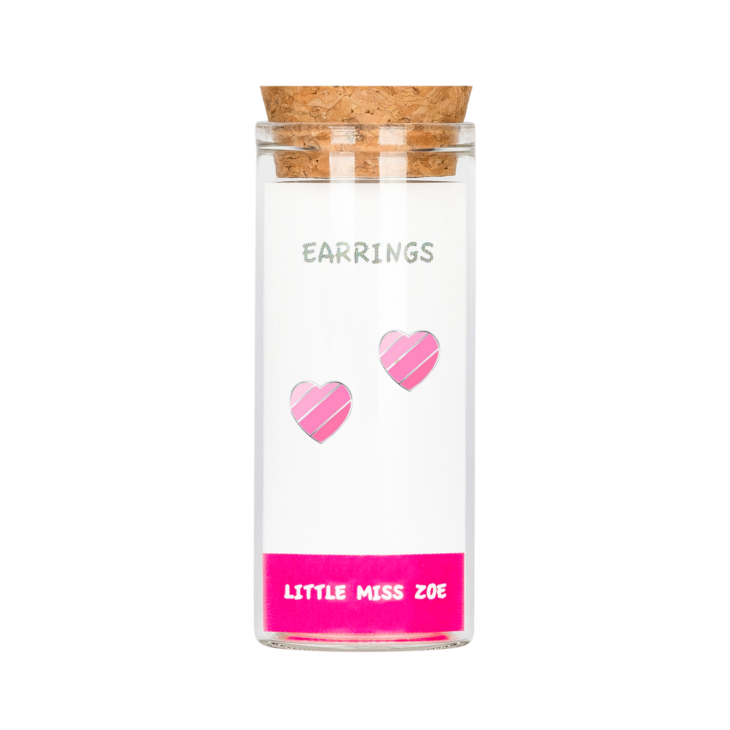 Pink Heart Stud Earrings in a Bottle