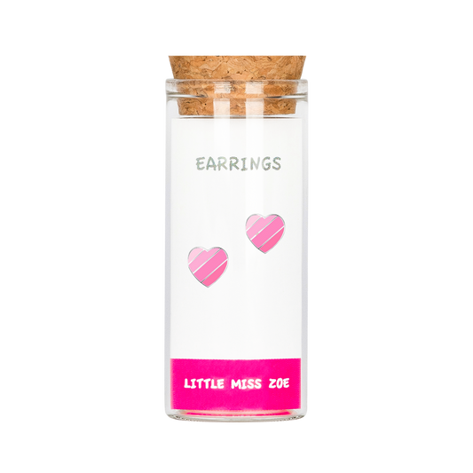 Pink Heart Stud Earrings in a Bottle