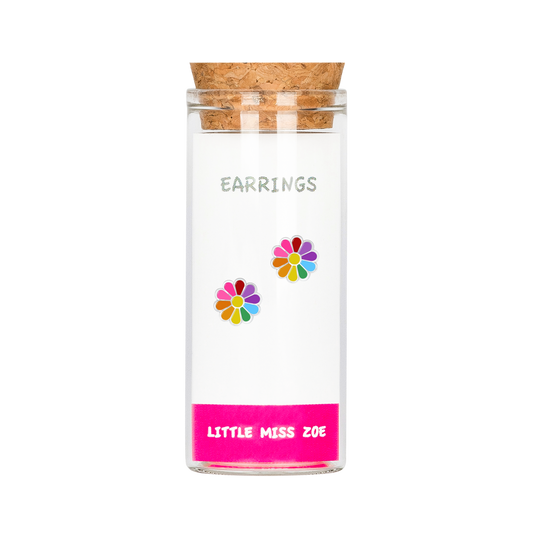 Colorful Flower Stud Earrings in a Bottle