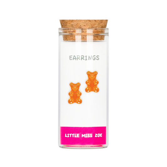 Orange Yummy Bear Earrings in Bottle