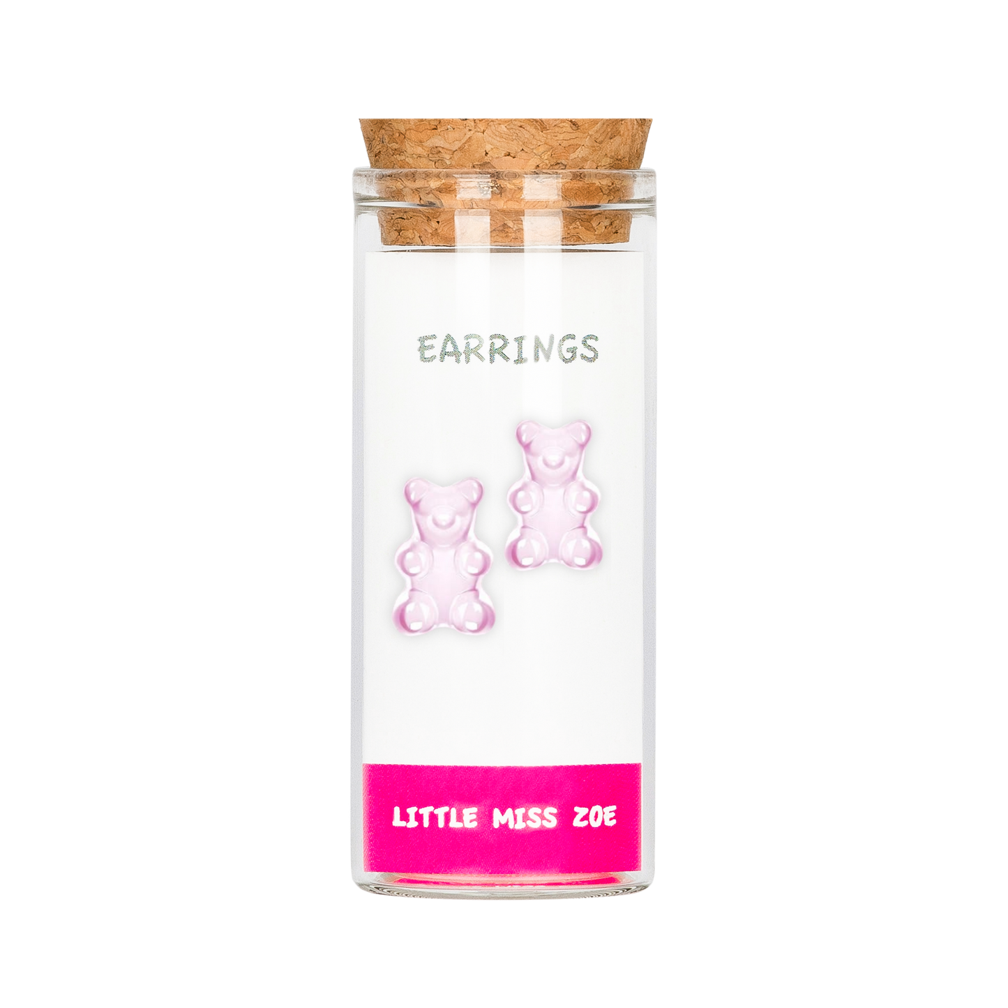 Pink Yummy Bear Earrings in Bottle