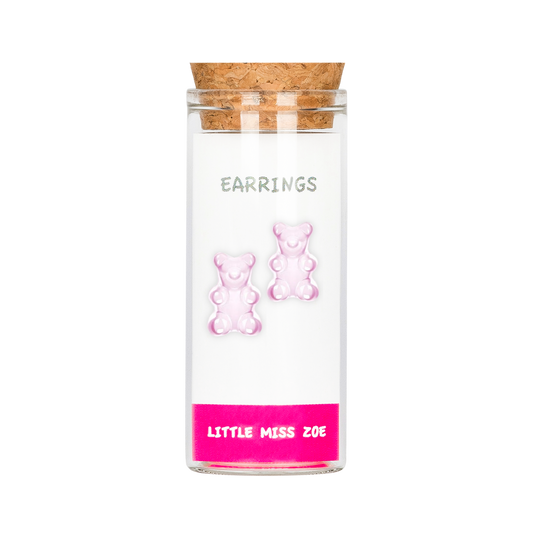 Pink Yummy Bear Earrings in Bottle