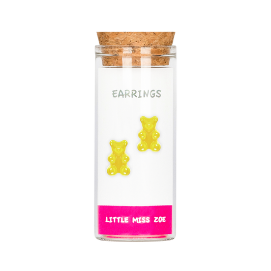 Yellow Yummy Bear Earrings in Bottle