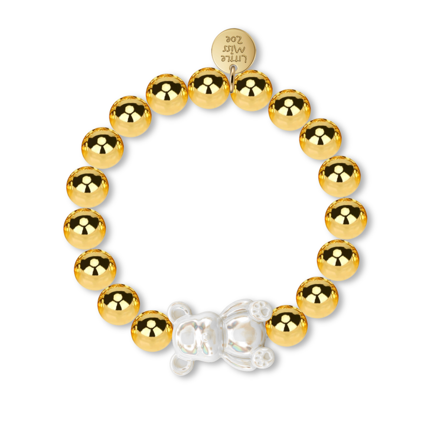 Sunday Sky Bear Charm Gold Beaded Bracelet