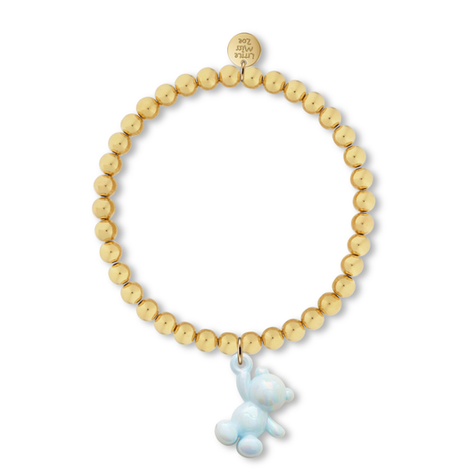Sunday Sky Gold Bead Bracelet with Bear Accent Detail