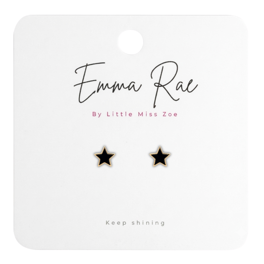 Sunday Sky Sterling Silver Black Star Earrings