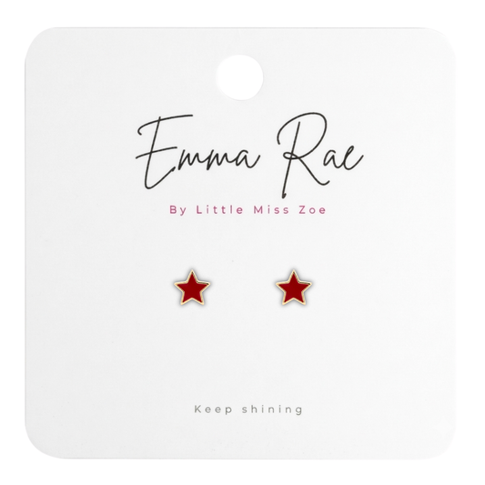 Sunday Sky Sterling Silver Red Star Earrings