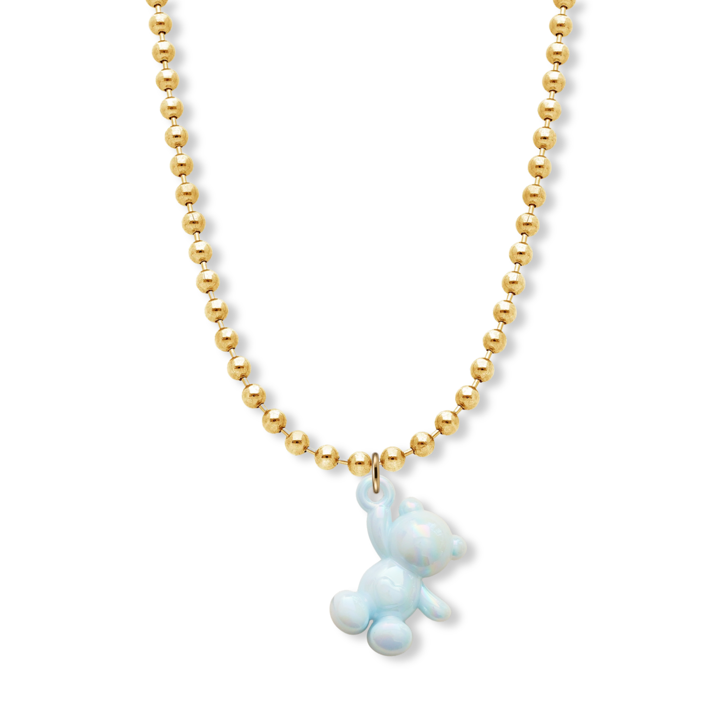 Sunday Sky Paperclip Chain Necklace with Large Bear Pendant