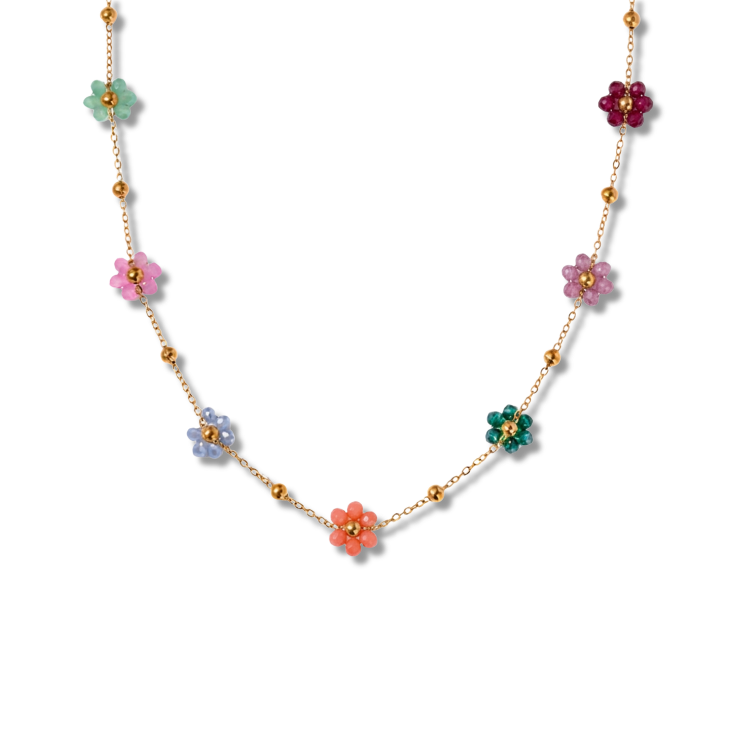 Sunday Sky Colorful Flower Chain Necklace