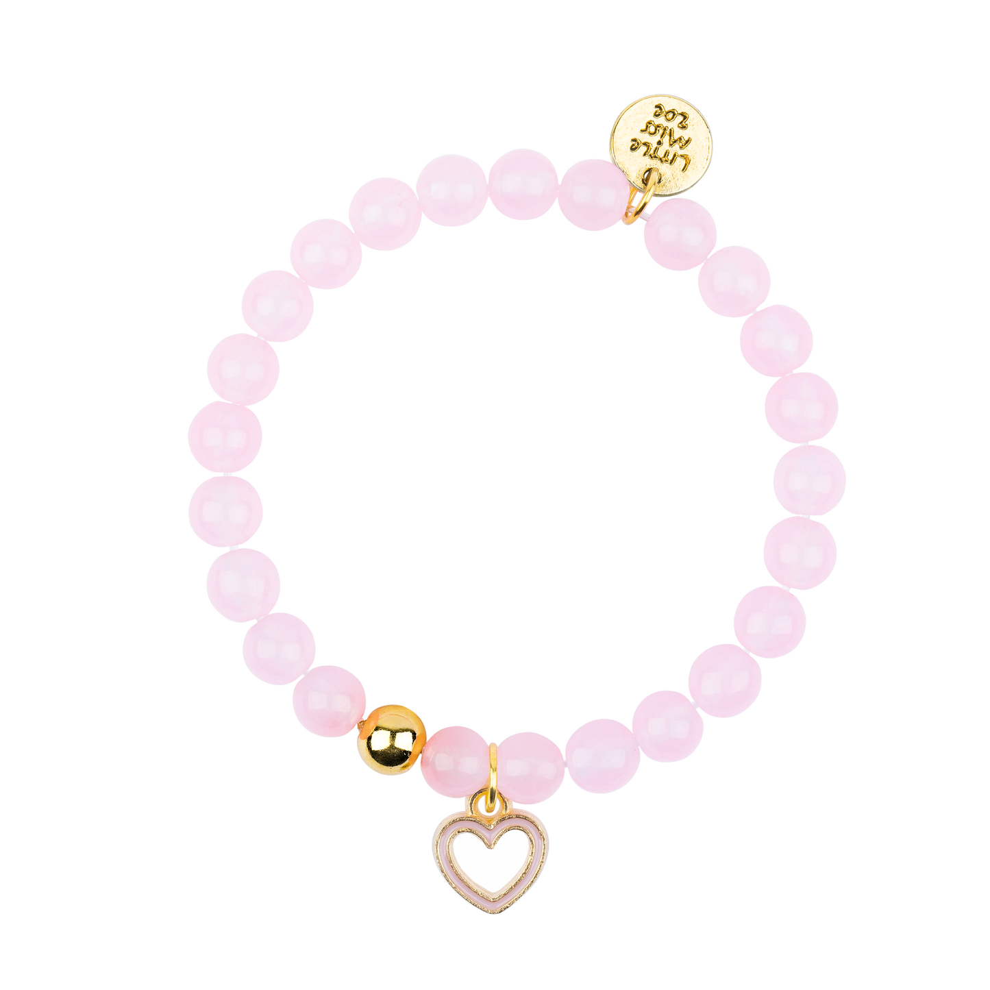 Pink Gemstone Bracelet with Heart Enamel Charm
