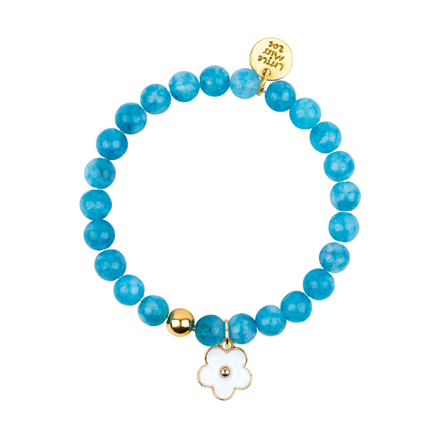 Turquoise Gemstone Bracelet with Flower Enamel  Charm