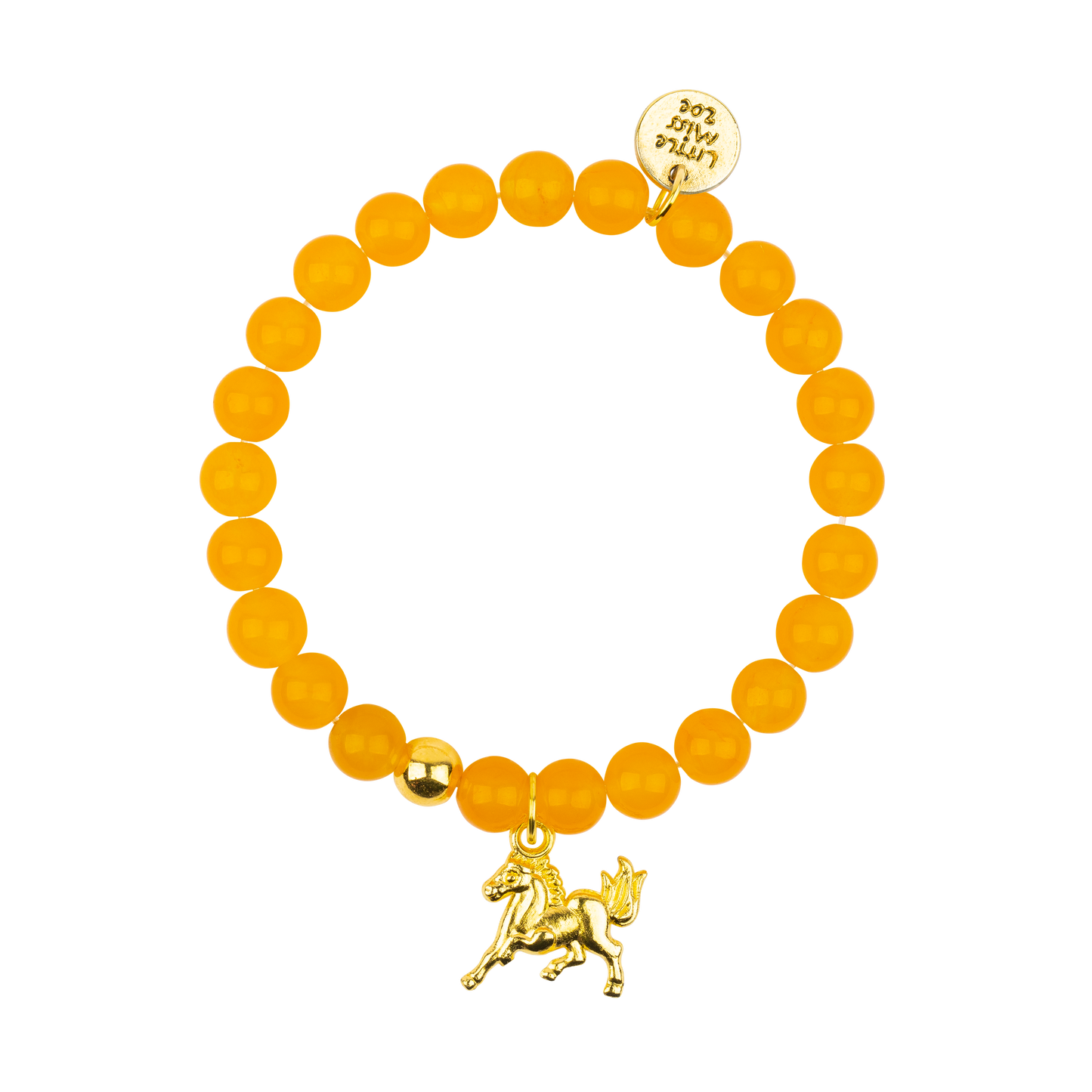 Bright Yellow Gemstone Bracelet with Gold Unicorn Charm