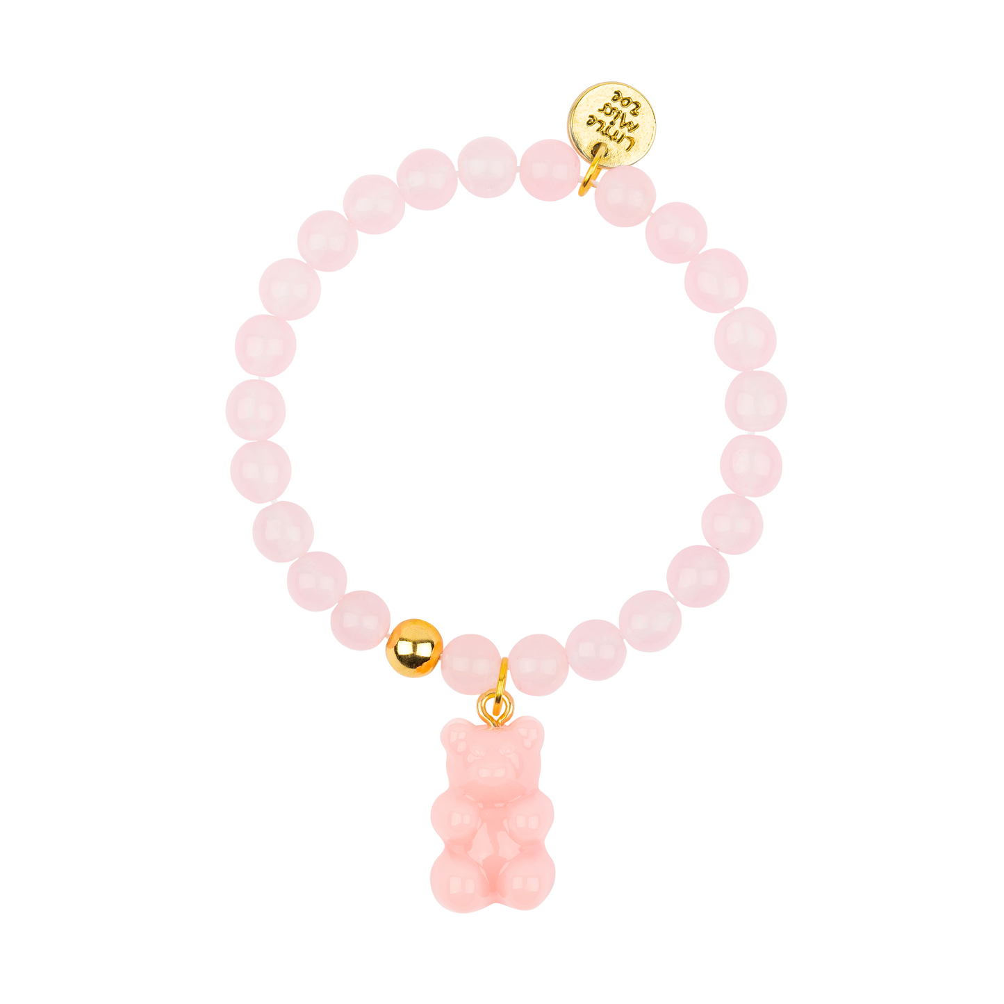 Pink Gemstone Bracelet with Gummy Bear Charm