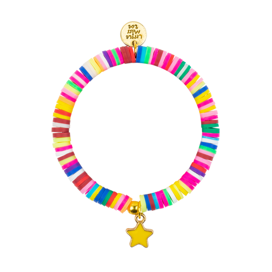 Rainbow Disc Bracelet with Star Enamel Charm
