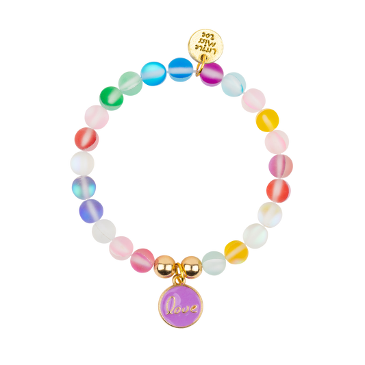 Rainbow Confetti Bracelet with Love Enamel Charm